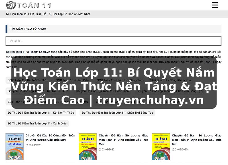Học Toán Lớp 11: Bí Quyết Nắm Vững Kiến Thức Nền Tảng & Đạt Điểm Cao | truyenchuhay.vn