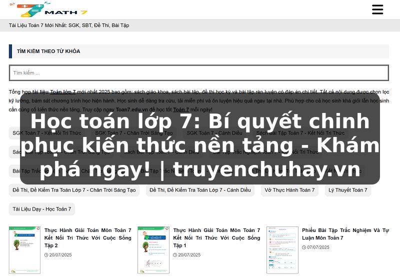 Học toán lớp 7: Bí quyết chinh phục kiến thức nền tảng - Khám phá ngay! | truyenchuhay.vn